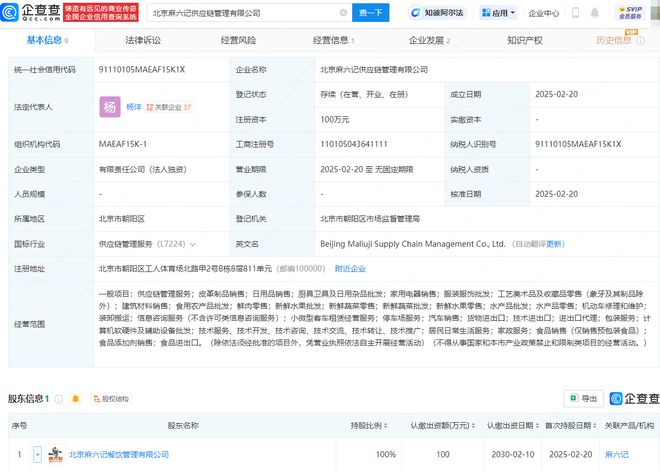 麻六記布局新賽道，供應(yīng)鏈管理公司落地北京，日用雜品銷售透露何種戰(zhàn)略？